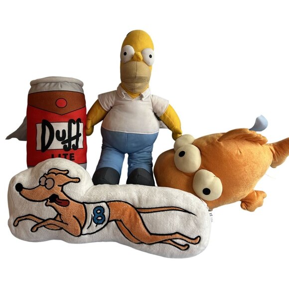 Simpsons 4-Piece Plush Collectible Set 2005 Universal Studios Homer Duff Lite Sa - Picture 1 of 6